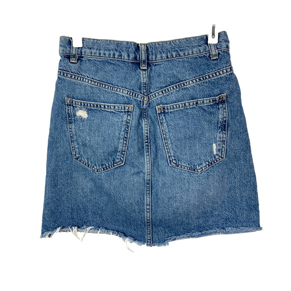 We The Free Distressed Blue Denim Boho Festival Mini Short Skirt Size 25 - Picture 6 of 8